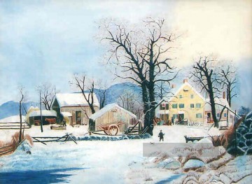 Landschaft im Schnee Werke - sn037B Impressionismus Schnee Winter Szenerie